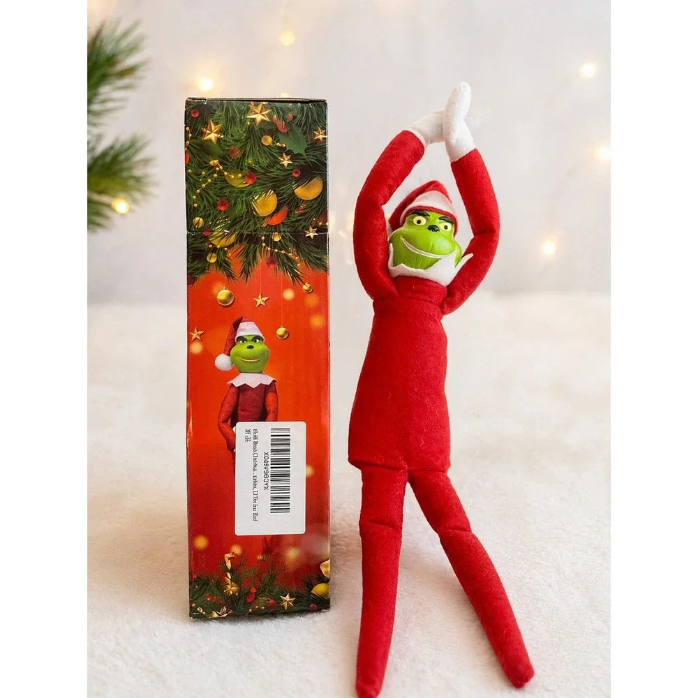 Grinch Christmas Elf Doll 13 inch Poseable Plush Holiday Decoration with‎ Box